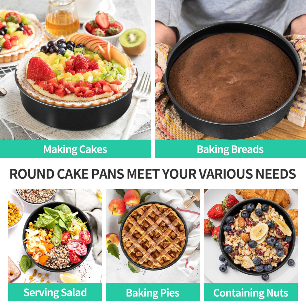 P&P CHEF 9.5 Inch Cake Pan Set, Non-stick Baking Pans for Cake, 4Pcs