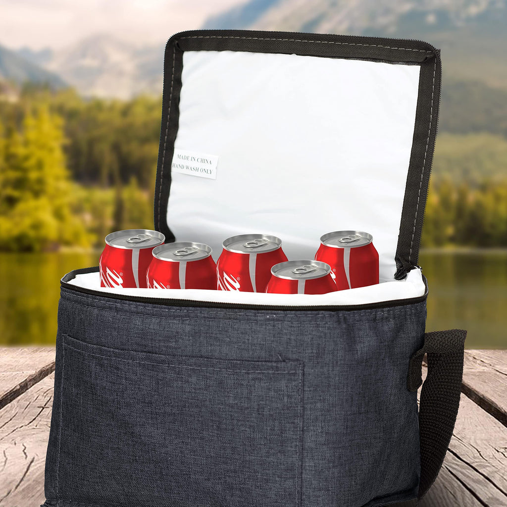 Insulated Cooler Lunch Bag Set of 10, Bulk Pack - Perfect for Work, Travel, Outdoor Events - Black