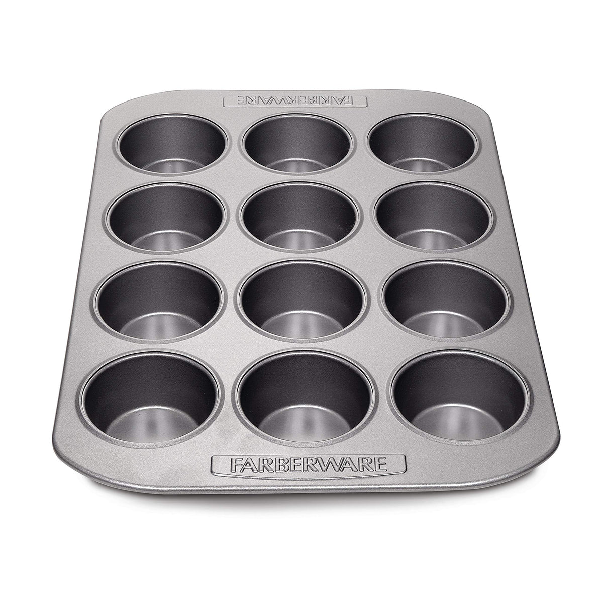 Farberware Bakeware Nonstick Muffin & Cupcake Pans, 12-Cup, Gray