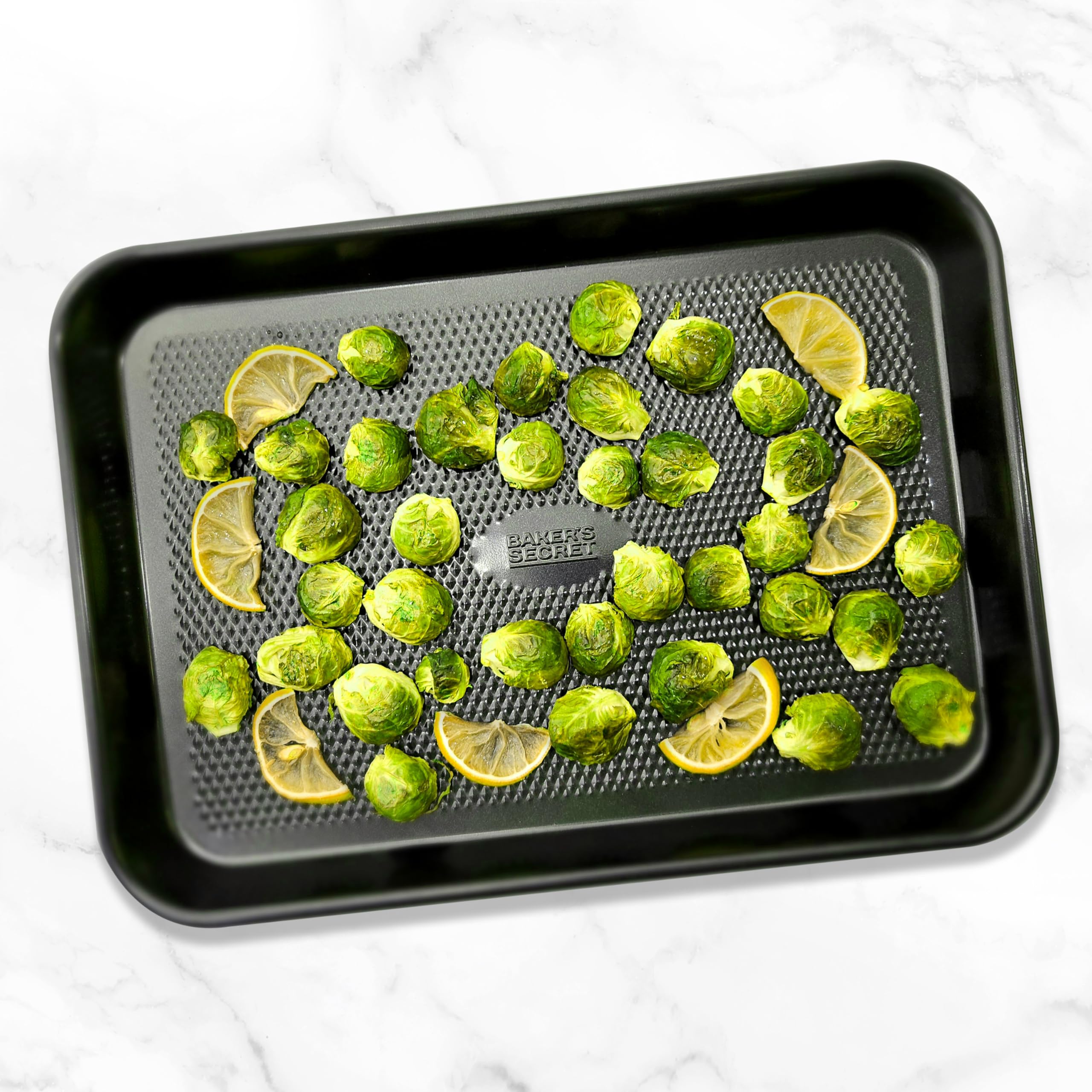 Baker's Secret Baking Sheet Pan Set, 3x Cookie Sheets for Oven, Diamond Texture Premium Air Flow Circulation, Set of 3 Baking Trays, Extra Thick 0.6mm with Diamond Base PFOA, PFOS, PTFE and PFAS free