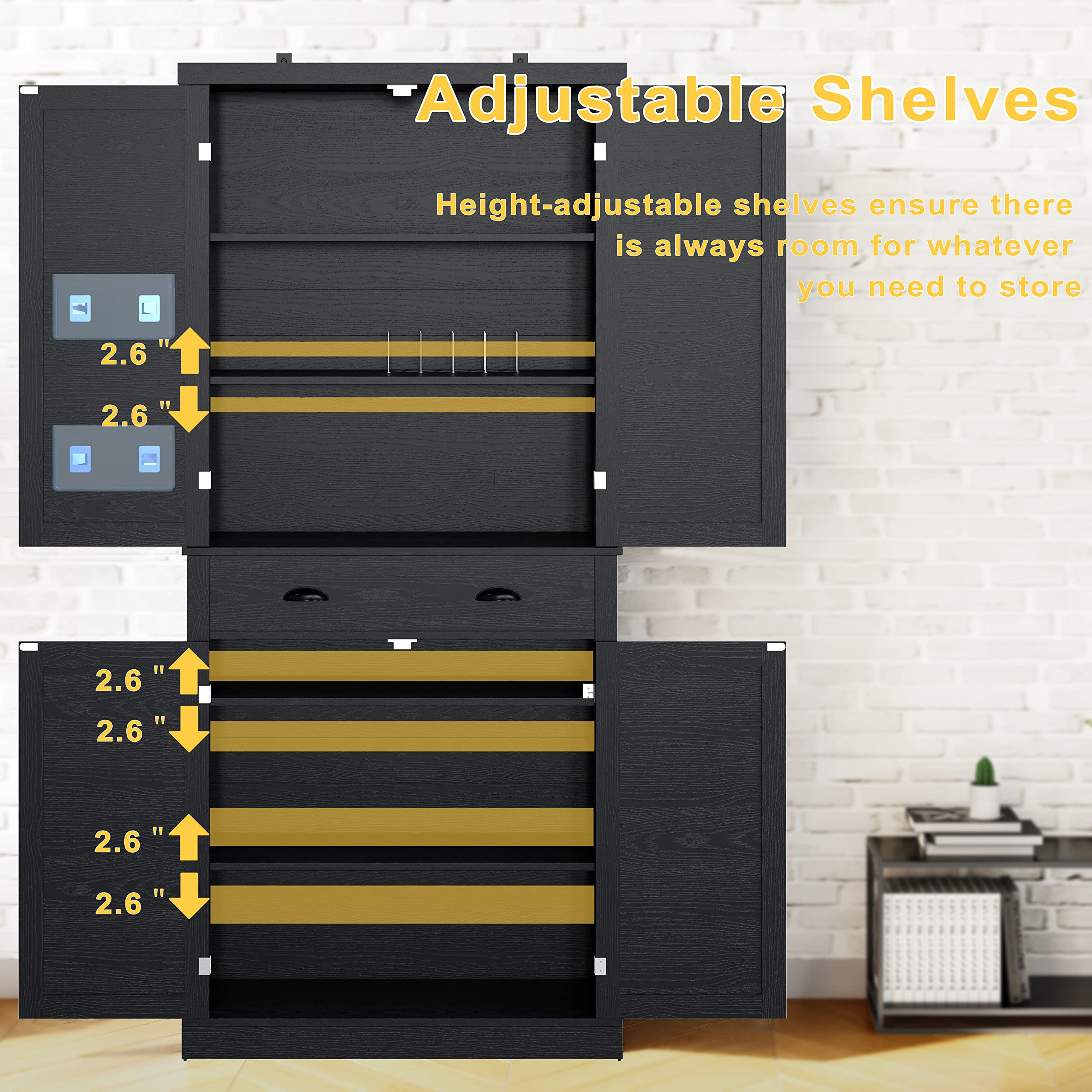 IRONCK Storage Cabinet with Drawers and Doors for Living Room and Entryway