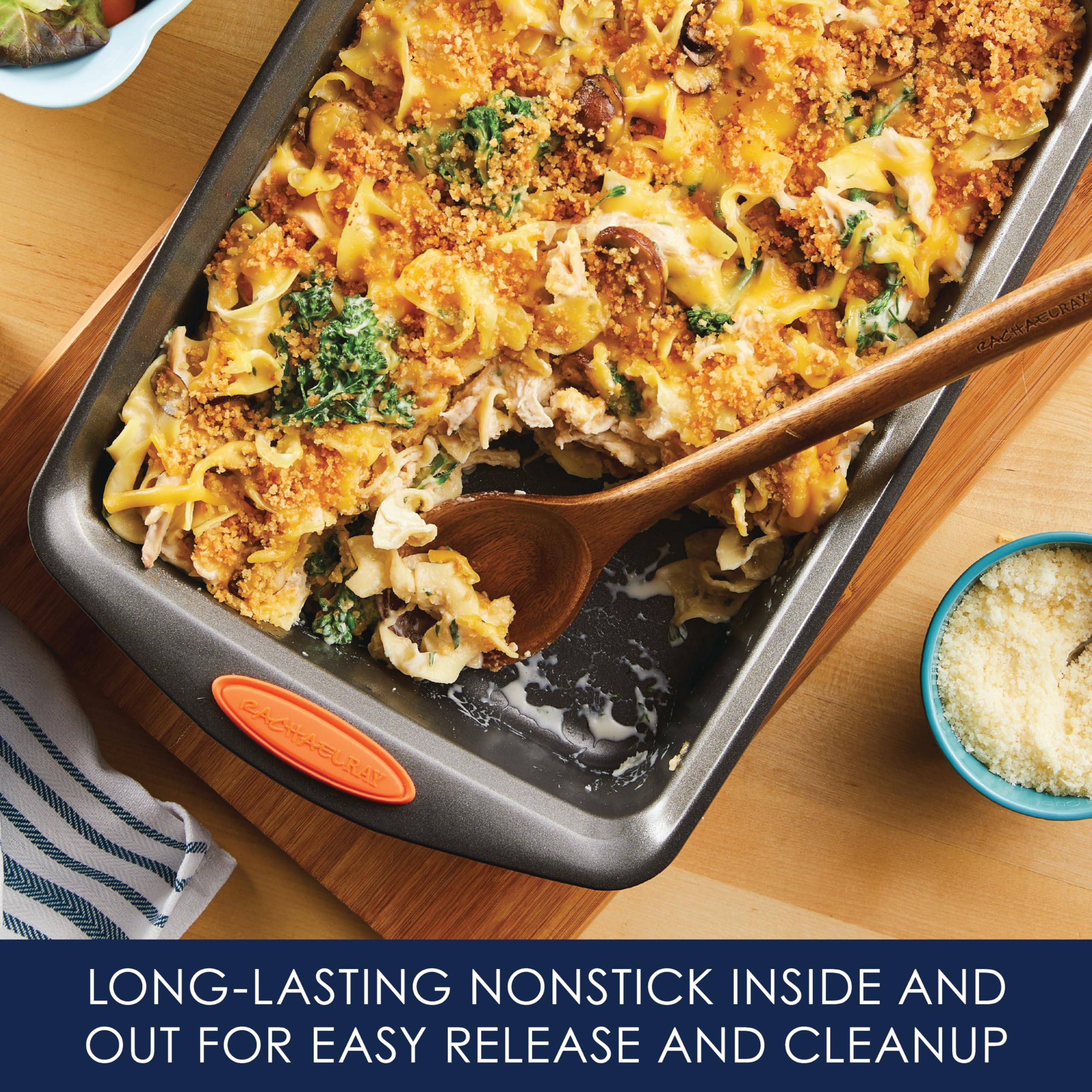 Rachael Ray Nonstick Rectangle Cake Pan, 9x13 Baking Pan