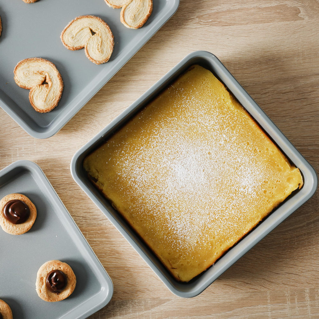 Sur La Table Kitchen Essentials Bake Sale 9 Inch PFOA, PFAS, PTFE Free Nonstick Rectangular Cake Pan - Linen White