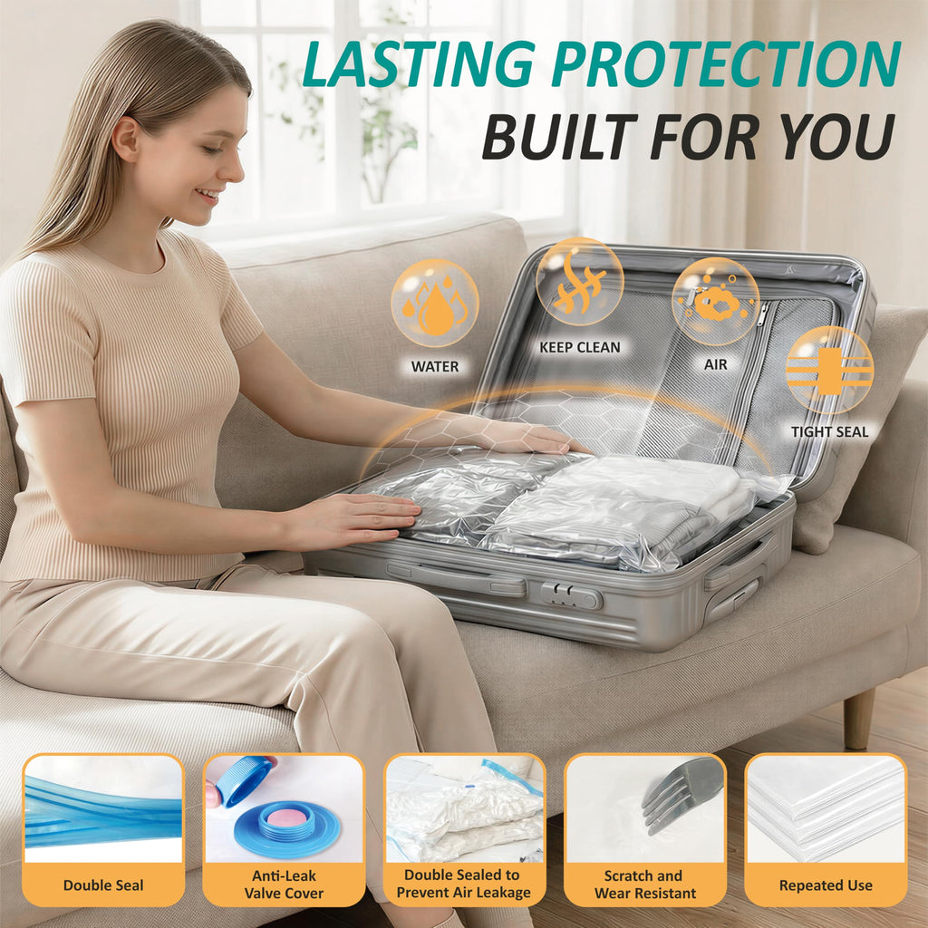 Cozy Essential Travel Vacuum Storage Bags with Rechargeable Cordless USB Pump, Space Saver Bags for Luggage, Suitcase, Carry-On, for Clothes, Blankets, Bedding & Seasonal Storage,30 Combo