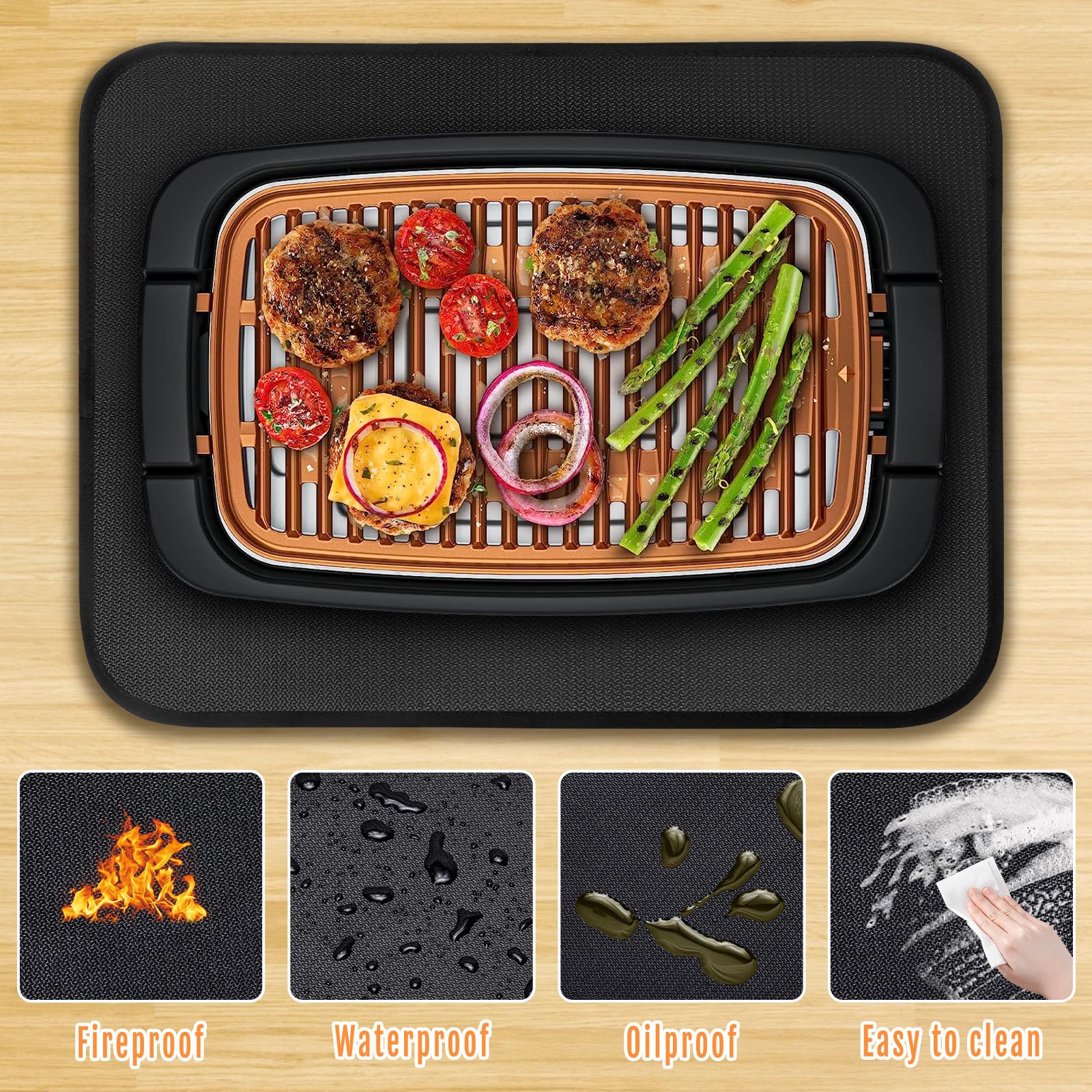 CowCity 24x18 Inch Heat Resistant Mat for Under Grill Tabletop