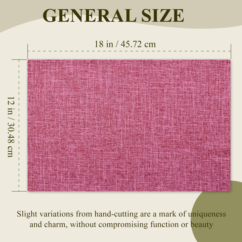 KXN Placemats Set of 8, Dual-Layer Thickened Faux Linen Table Mats, Heat Resistant & Wrinkle-Free, Machine Washable Cloth Place Mats for Kitchen Dining Indoor Outdoor (Pink)