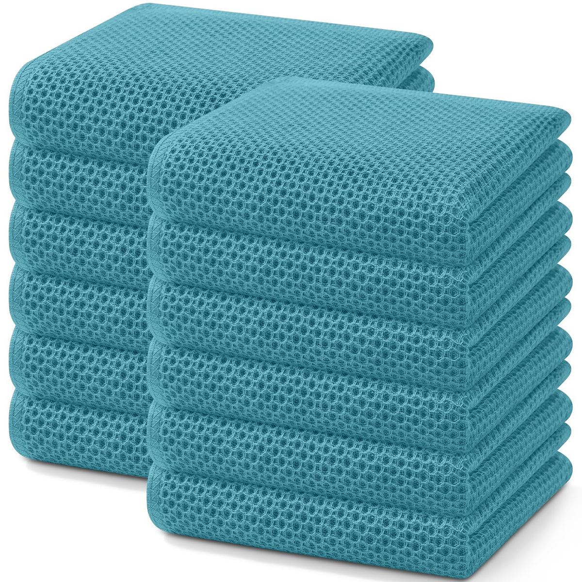 Homaxy 100% Cotton Waffle Weave Kitchen Dish Towels 12-Pack, Black