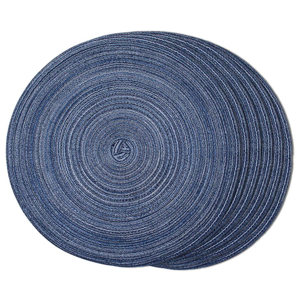 FunWheat Round Braided Placemats Set of 4 Place mats for Dining Tables Woven Heat Resistant Table Mats 15 inch (Wine,4pcs)