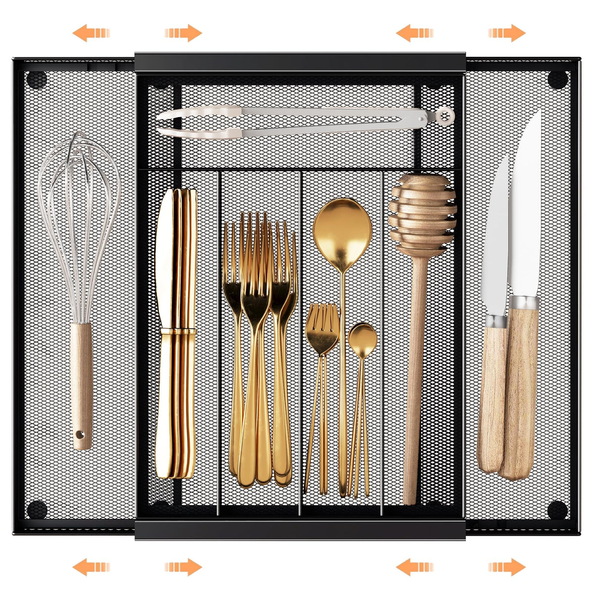 Sedegn Mesh Silverware Tray for Drawers: 5‑Compartment Utensil Organizer