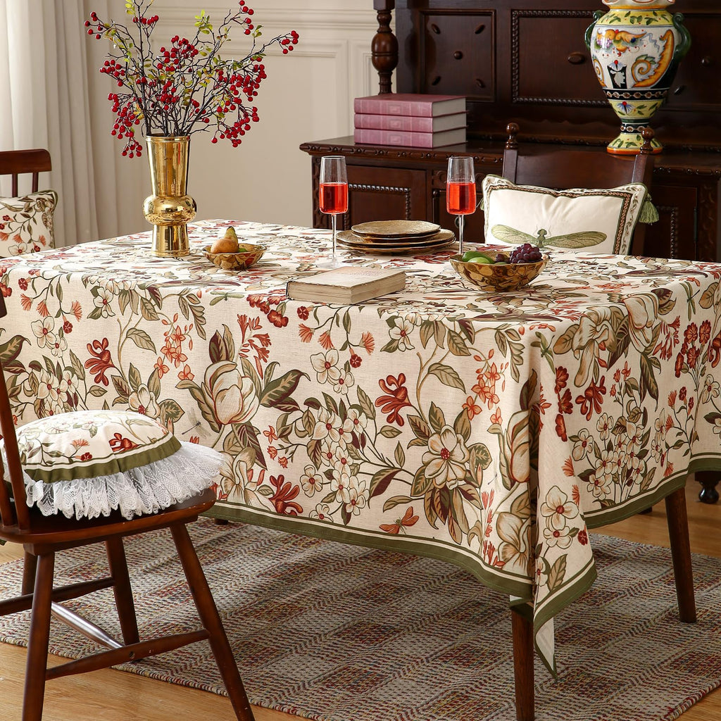 ISAENNE Designer Vintage Square Linen Small Tablecloth,55"x55"-Grace A
