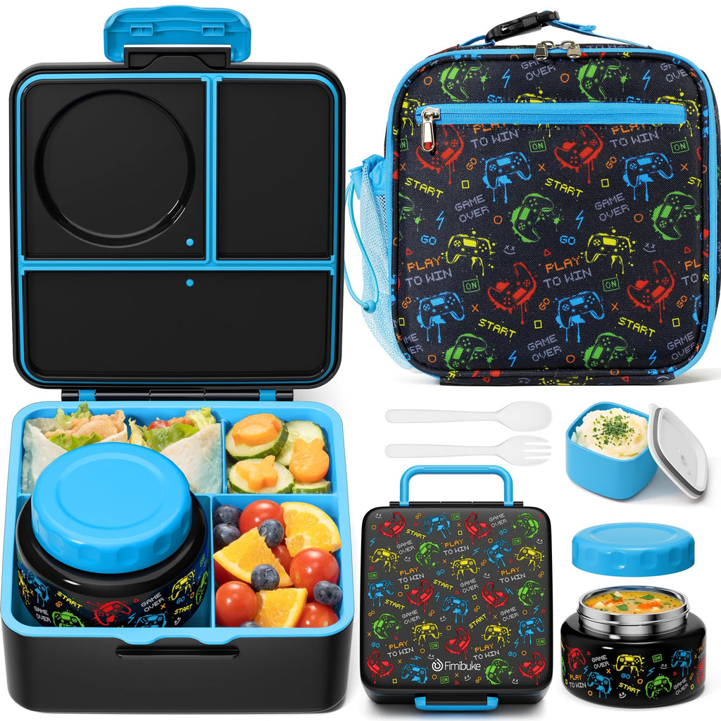 Fimibuke 60oz Kids Bento lunch Box with Insulated Lunch Bag & 8.5oz Thermo