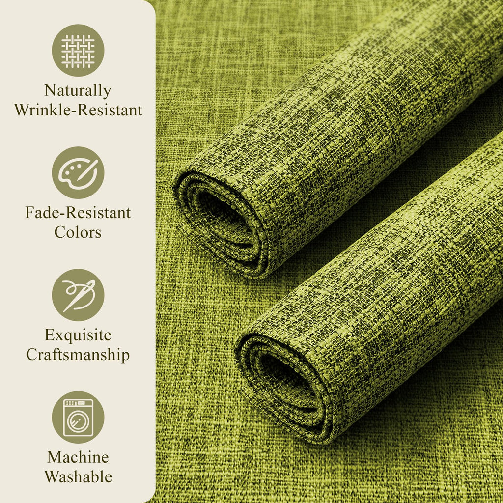 KXN Placemats Set of 4, Dual-Layer Thickened Faux Linen Table Mats, Heat Resistant & Wrinkle-Free, Machine Washable Cloth Place Mats for Kitchen Dining Indoor Outdoor (Green)
