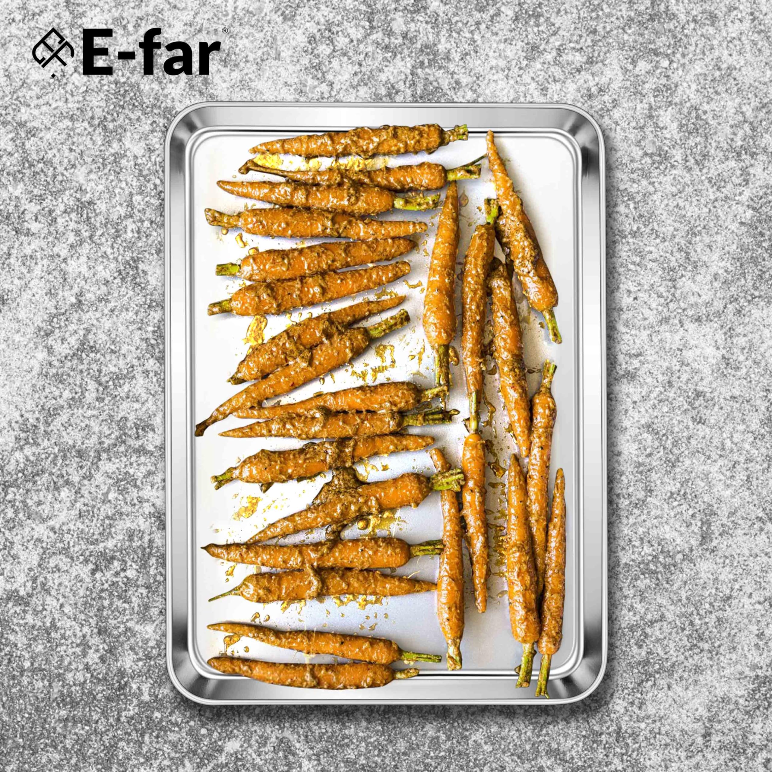 E-far Large Baking Sheet Set of 2, 20"x14" Stainless Steel Cookie Sheet