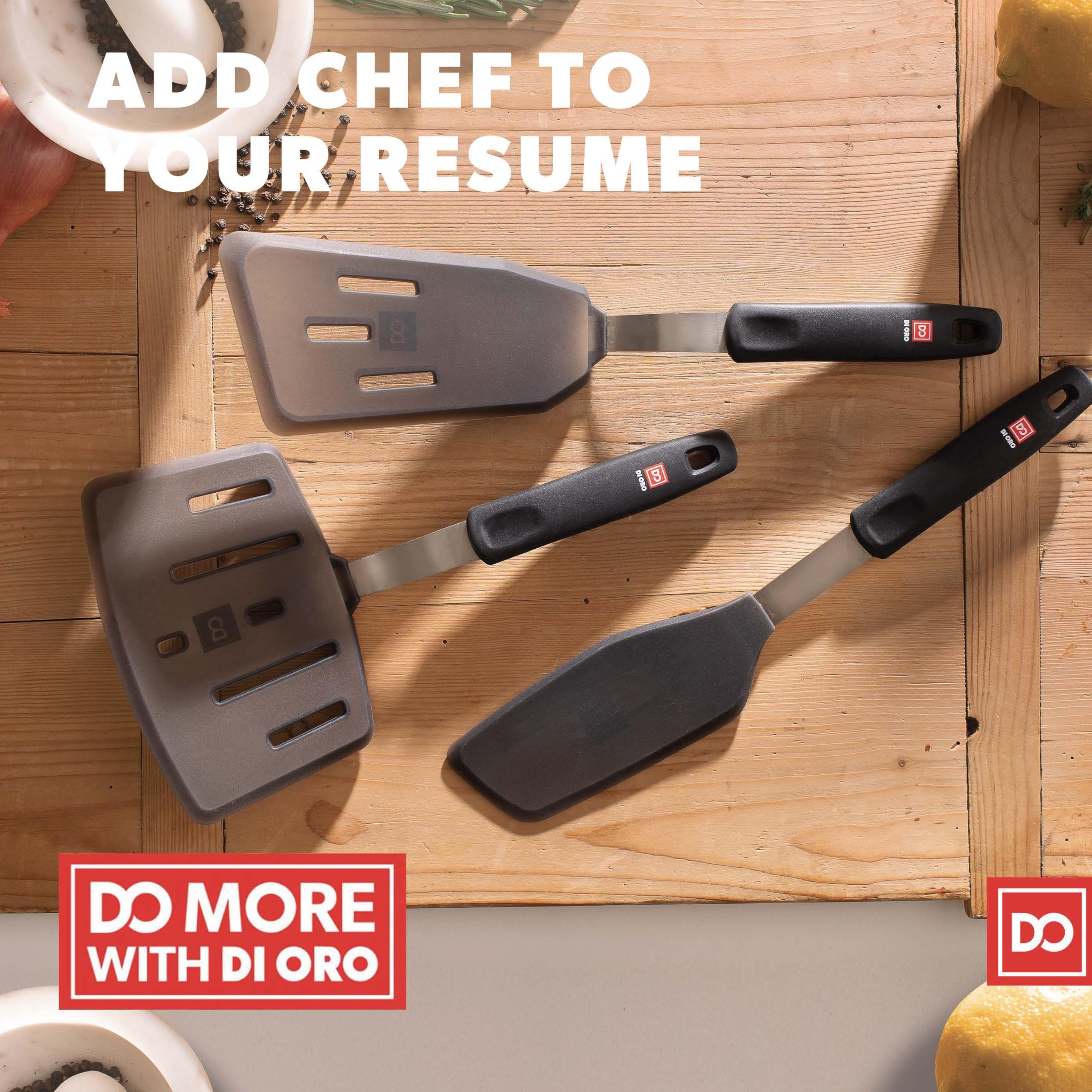 DI ORO Silicone Turner Spatula Set - 600F Heat Resistant, 3-Pc