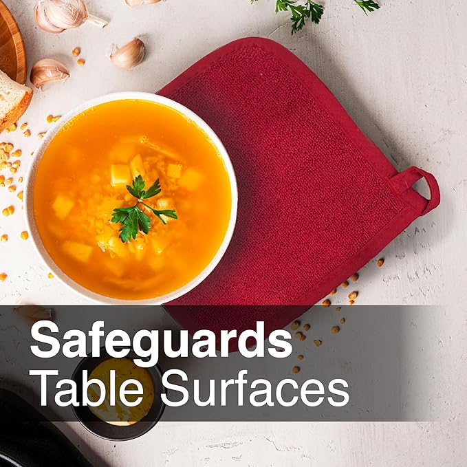 RITZ Terry Potholder & Hot Pad: Unparalleled Heat Resistant, Durable 100% Cotton – Ergonomically Designed for Optimal Grip – Easy-Care Machine Washable – 2-Pack, Paprika