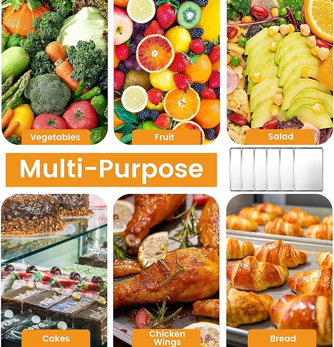 6 Pack Big Size Baking Sheet Pan, Aluminum Commercial Cookie Sheet Pan, Durable & Anti-Stick 15”x 21”
