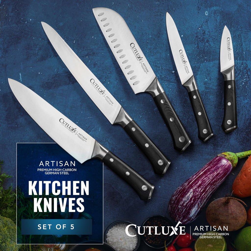 Cutluxe Kitchen Knives, 5-Piece Chef Knife Set – Razor Sharp German Steel
