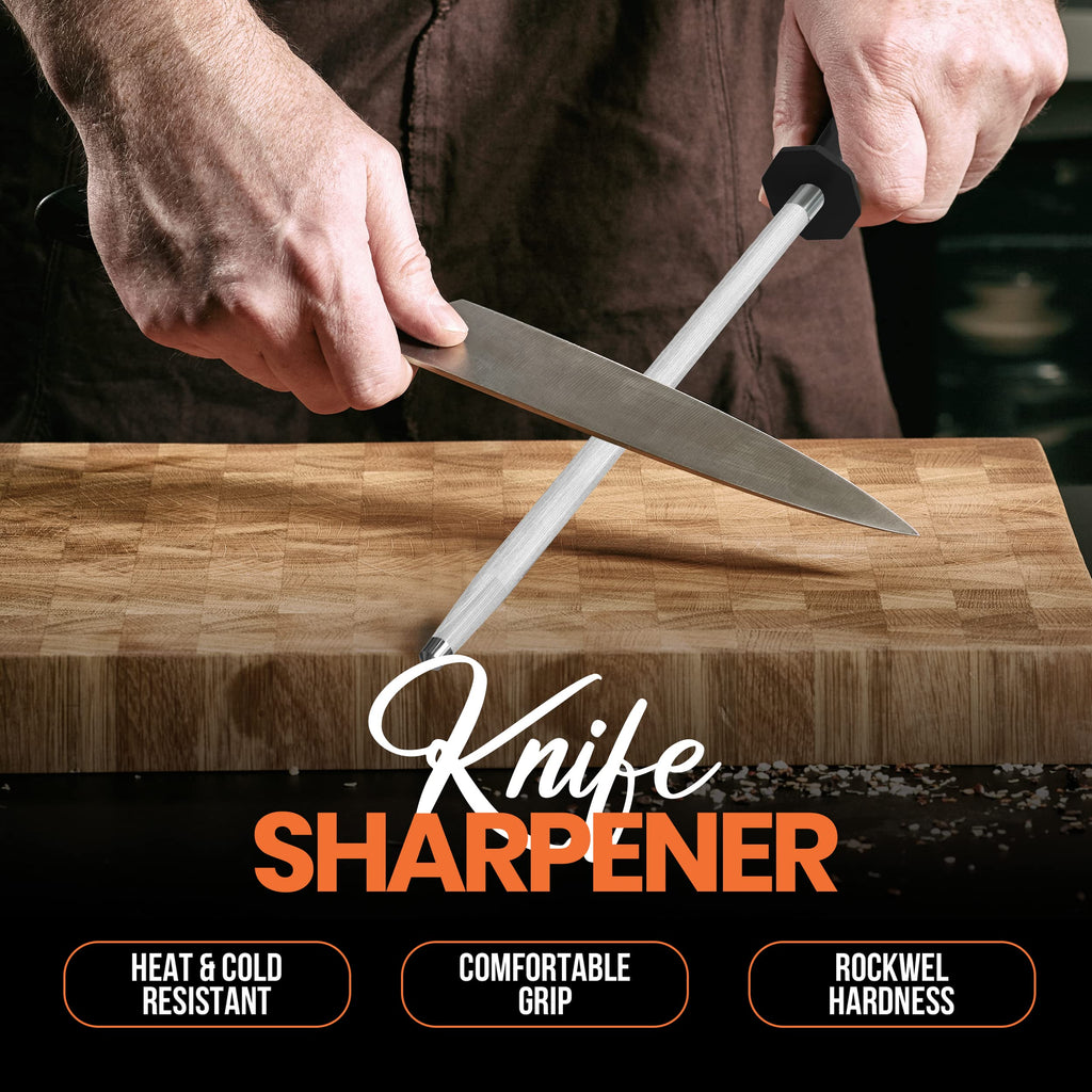 Utopia Kitchen Knife Sharpener Rod 12 Inch Honing Rod for Sharpening