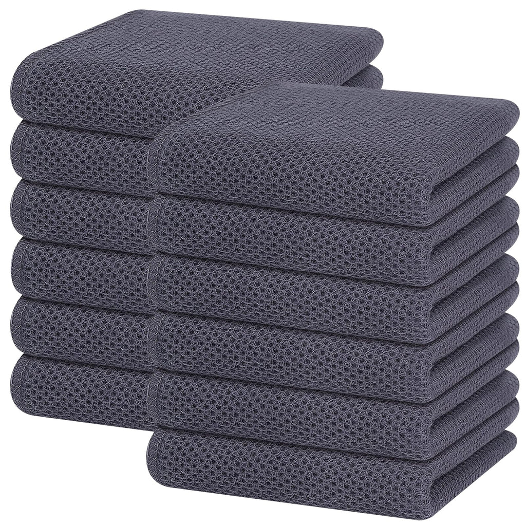 Homaxy 100% Cotton Waffle Weave Kitchen Dish Towels 12-Pack, Black