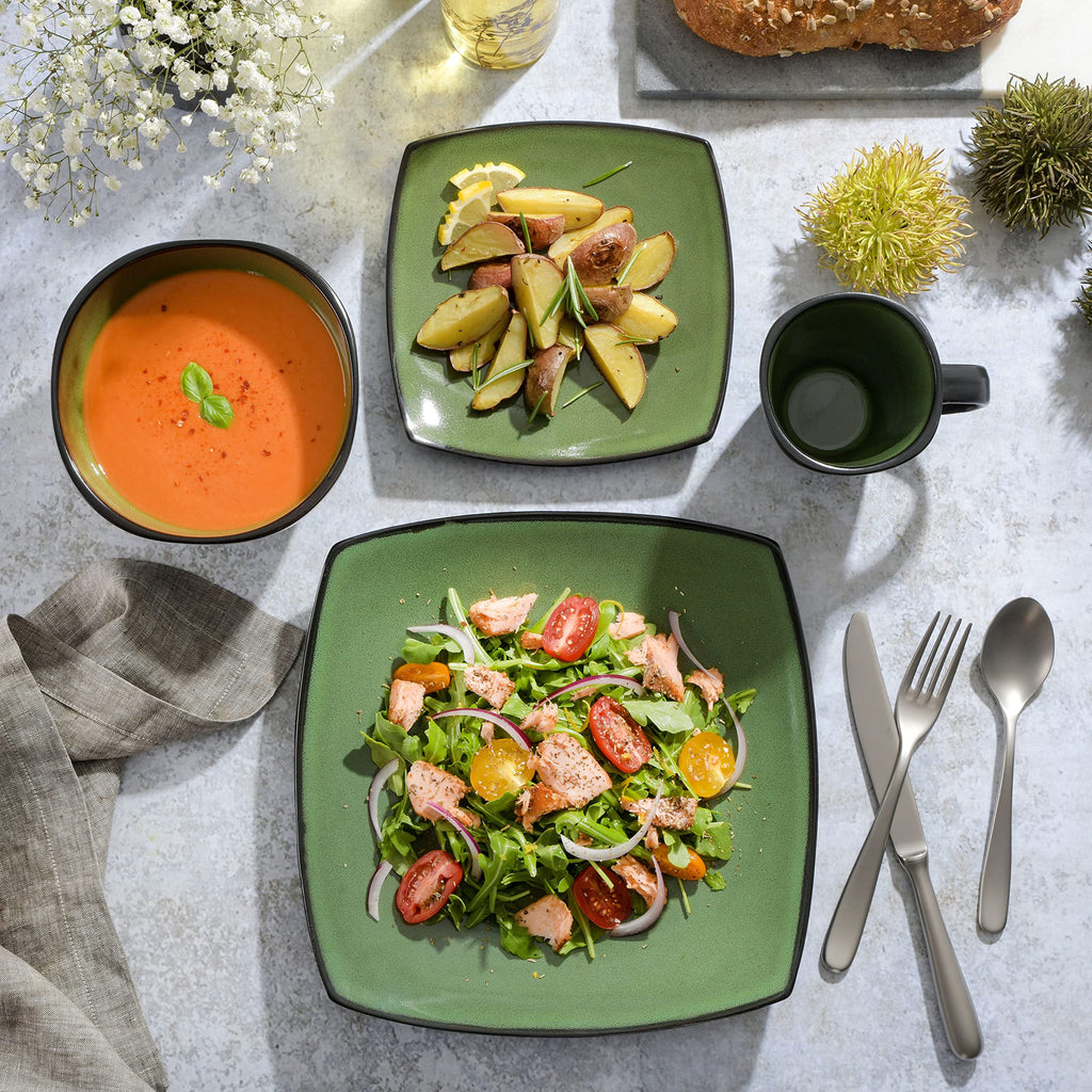 Gibson Elite Soho Lounge 16 Piece Dinnerware Set, Green
