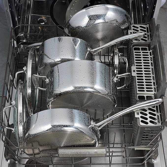 Tramontina Tri-Ply Clad Stainless Steel 4-Quart Sauce Pan with Glass Lid, Induction-Ready, Dishwasher-Safe, NSF-Certified