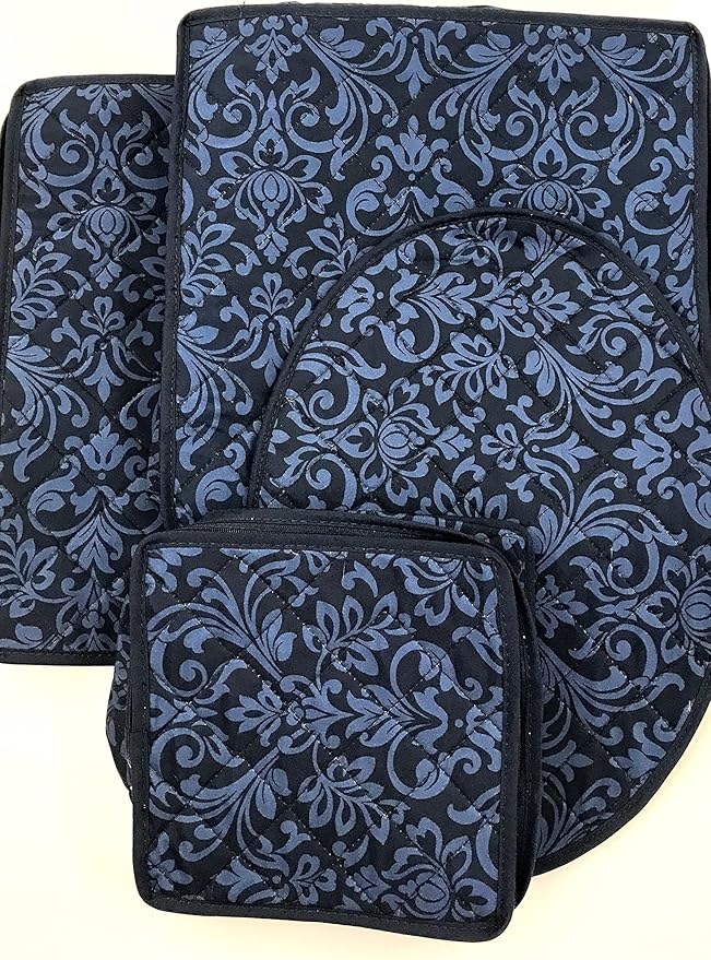 8-Piece Storage Containers Set – China, Navy, Quilted, Stackable Dish & Plate Protectors – Glass & Dinnerware Organizer Lids – Kitchen Storage for Meal, Tupperware, Glass Containers & Food Storage